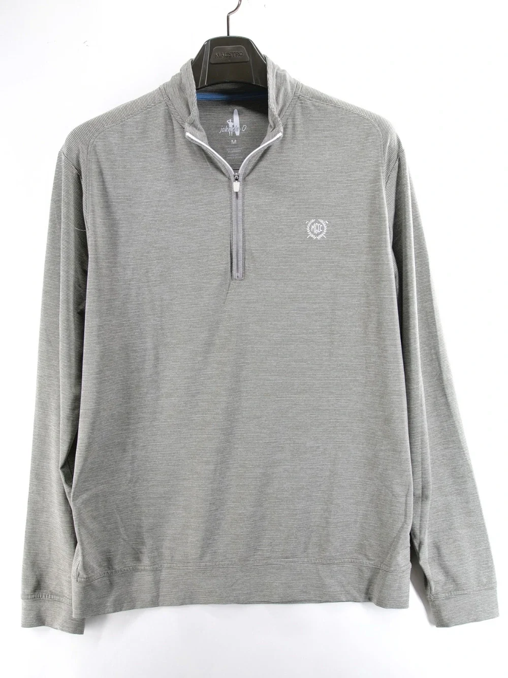 Johnnie O Sully Pullover Jacket 1/4 Zip Light Grey Stripes Performance Golf